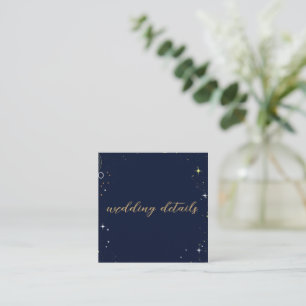 Navy Mystical Celestial Sun Moon QR Code Wedding Enclosure Card