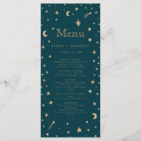Navy Mystical Gold Stars Moon Astronomy Wedding 