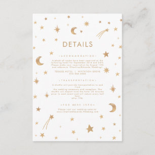 Navy Mystical Gold Stars Moon Wedding Details Enclosure Card