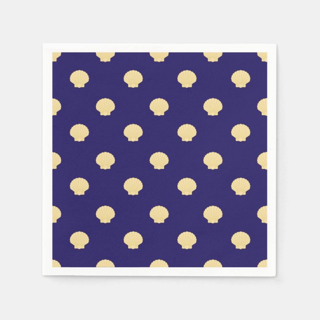 Navy napkins with scallop shells design  (Front)