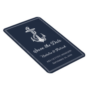Navy Nautical Anchor Save the Date Magnet
