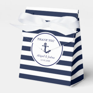 Navy Nautical Anchor Striped Wedding Custom Favour Box