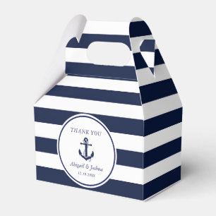 Navy Nautical Anchor Striped Wedding Custom Favour Box