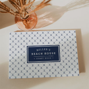 Navy Nautical Anchors   Beach House Guest Book