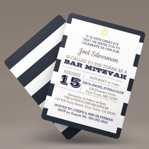 Navy Nautical Bar Mitzvah Invitation