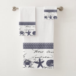 Navy Nautical Bath Towel Set