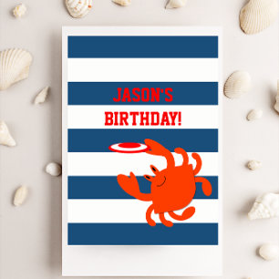 Navy Nautical Crab Personalised Birthday Card
