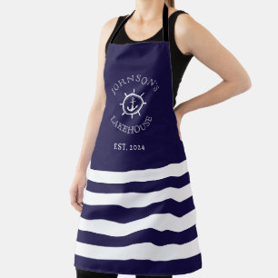 Navy Nautical Custom Name  Apron