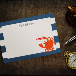 Navy Nautical Frisbee Crab Small Personalised Post-it Notes