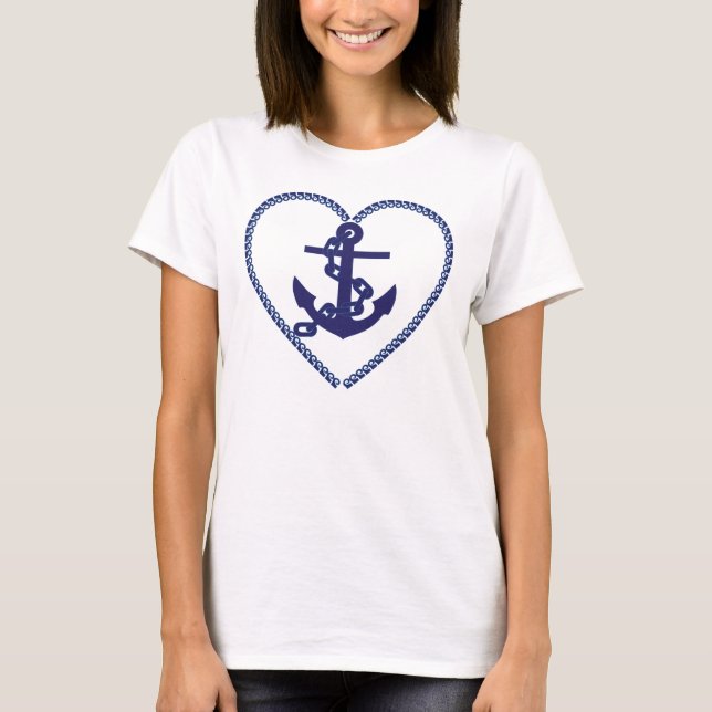 Navy Nautical Heart Anchor T-Shirt (Front)