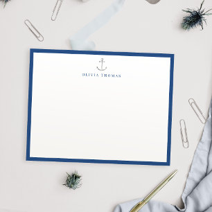navy nautical minimalist personalised Stationery Card