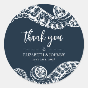 Navy Nautical Octopus Favor Gift Stickers
