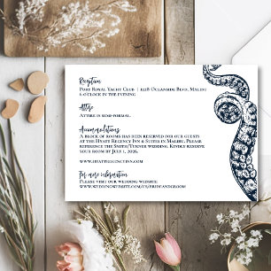 Navy Nautical Octopus Information Enclosure Card