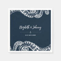 Navy Nautical Octopus Tentacles Wedding Napkins