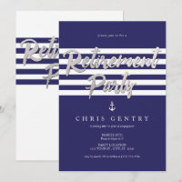 Navy, Nautical Retirement Party Invitations