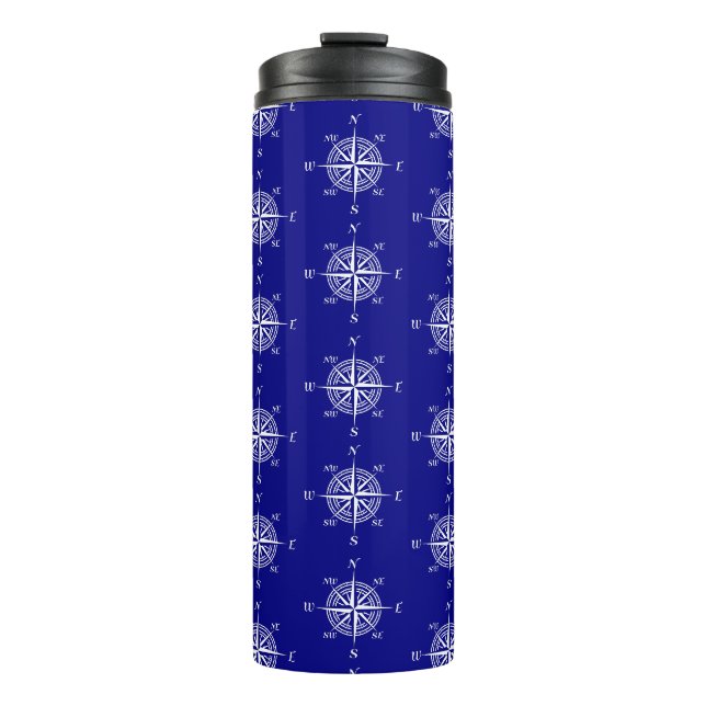 Navy Nautical Sailing Compass Thermal Tumbler (Front)