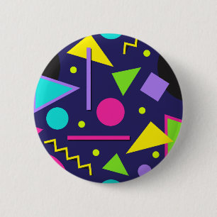 Navy Neon Abstract 6 Cm Round Badge