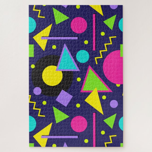Navy Neon Abstract Jigsaw Puzzle (Vertical)