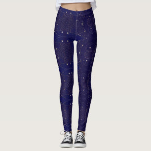 Navy night sky laced with stars geometric design leggings