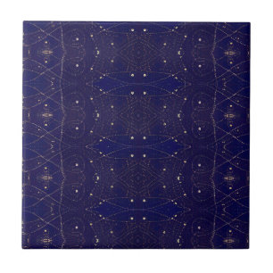 Navy night sky laced with stars geometric design  tile