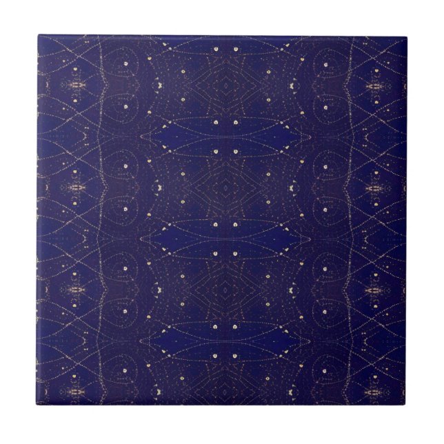 Navy night sky laced with stars geometric design  tile (Front)