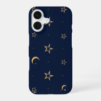Navy Night Sky with Stars and Moon Pattern
