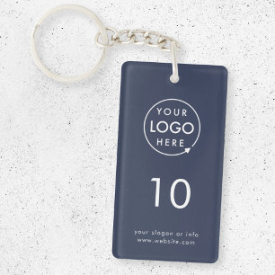 Navy Number Modern Blue Hospitality Business Key Ring