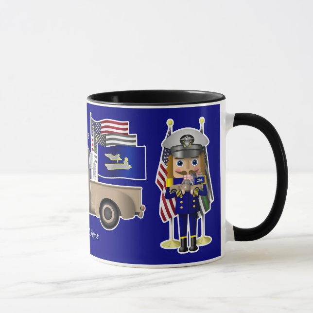 Navy Nutcracker with Little Military Truck Mug (Right)