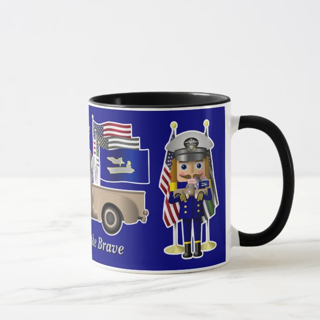 Navy Nutcracker with Little Military Truck Mug (Right)