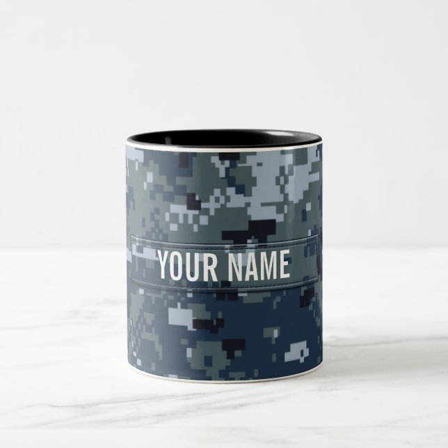 Navy NWU Camouflage Customisable Two-Tone Coffee Mug (Center)