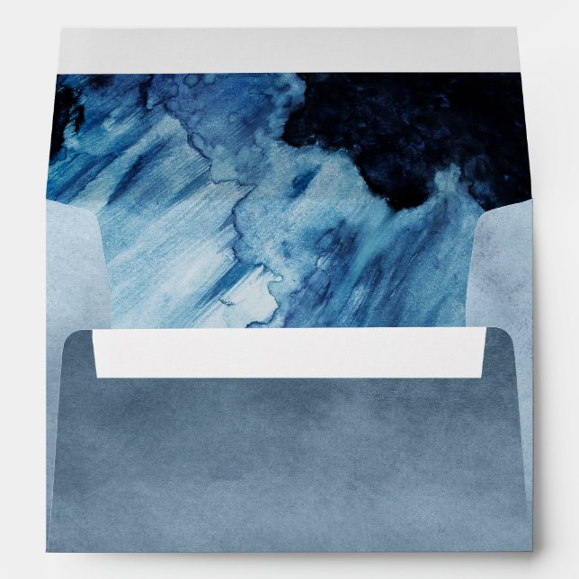 Navy Ocean Depths Watercolor 2 Envelope (Back (Bottom))