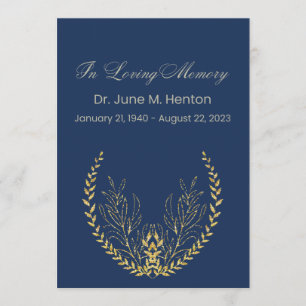 Navy Olive Leaf 3 Funeral Memorial Program Programme