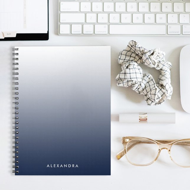 Navy Ombre Gradient Personalised Spiral Notebook (Creator Uploaded)