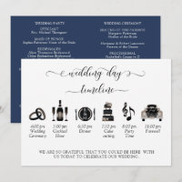 Navy (or other) Modern Wedding Program -Timeline