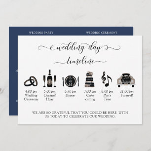 Navy (or other) Modern Wedding Program -Timeline