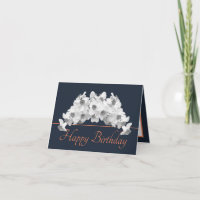 Navy Orange Bouquet White Daffodils Happy Birthday