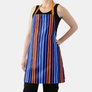Navy Orange Cyan Vertical Stripes Design Apron
