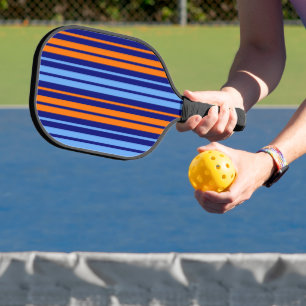Navy Orange Cyan Vertical Stripes Design   Pickleball Paddle