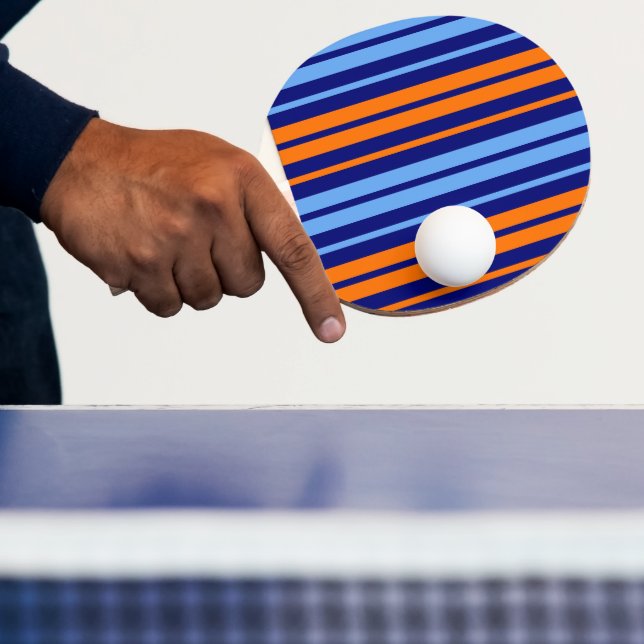 Navy Orange Cyan Vertical Stripes Design   Ping Pong Paddle (Insitu)
