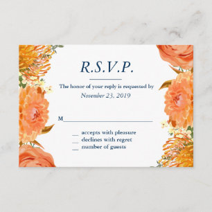 Navy & Orange Floral Response Card