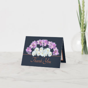 Navy Orange Roses Crocuses Garland Thank You Card