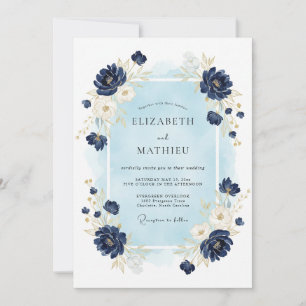 Navy Ornate Winter Wedding Invitation