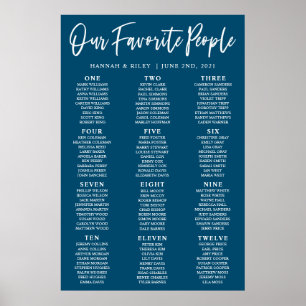 Navy Our Favourite People Wedding Seating Chart