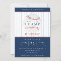 Navy Our Little Champ Baseball Any Age Birthday