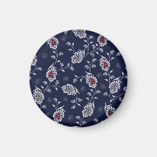Navy Paisley: Elegant Pattern Design. Magnet