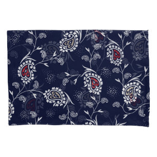 Navy Paisley: Elegant Pattern Design. Pillowcase