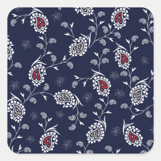 Navy Paisley: Elegant Pattern Design. Square Sticker