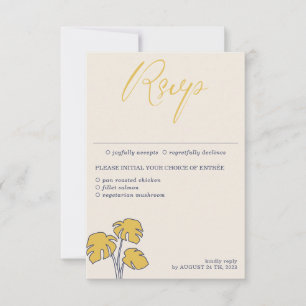Navy palm tree Tropical Calligraphy Meal RSVP Card