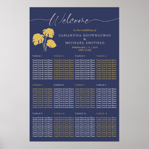 Navy Palm Tropical Botanical Welcome Wedding Poster