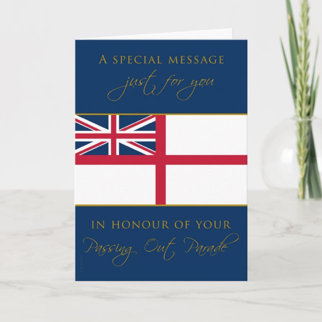 Navy Passing Out Congratulations White Esign Flag Card (Front)